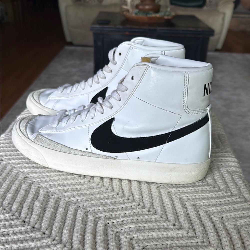 Nike White and Black High-Top Sneakers